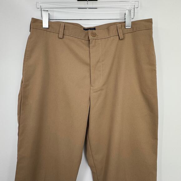 Izod pants men's 36x32 classic American chino flat front khaki wrinkle free NEW - Picture 2 of 7
